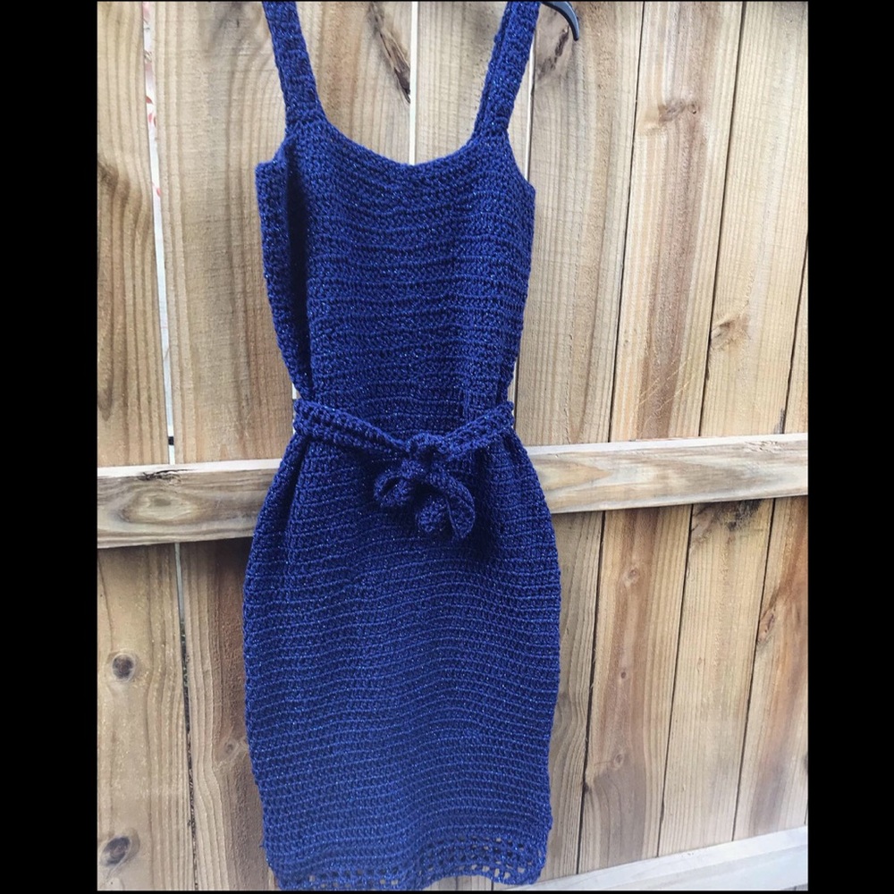 Blue sparkly Crochet Long Dress